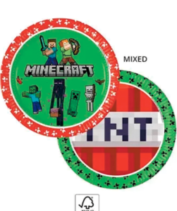 Minecraft paptallerkner - 8 stk.