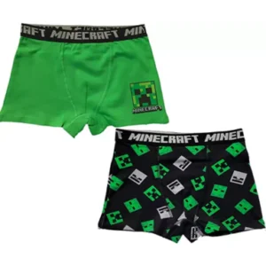 Minecraft boxershorts til børn - 2 styk - Grøn/sort