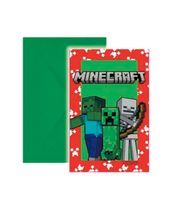 Minecraft Mobs Invitationskort - 6 stk.