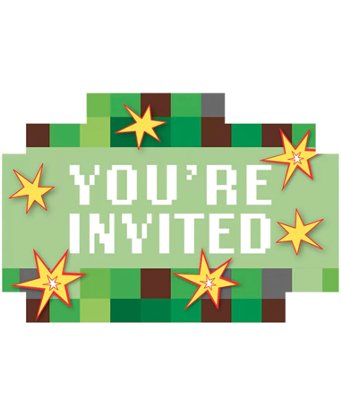 Minecraft Earth Invitationskort - You're Invited - 8 stk.