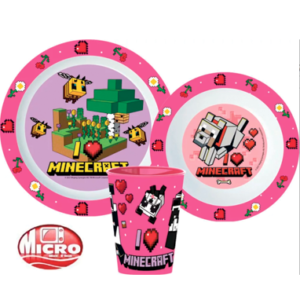 Minecraft lyserødt spisesæt til børn