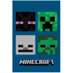 Minecraft mørkeblåt tæppe - 100x150cm