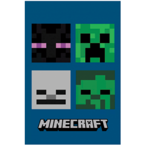 Minecraft mørkeblåt tæppe - 100x150cm