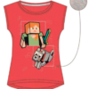 Minecraft rød t-shirt til piger med glitter (4-8 år)
