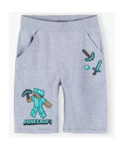 Minecraft grå shorts til børn (6-12 år)