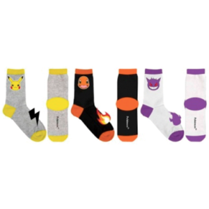 Pikachu, Charmander & Gengar Pokemon sokker - 3 pak