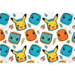 Pokemon tæppe - hoveder - 100x150cm