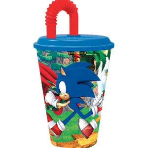 Sonic krus med sugerør til børn - 430 ml