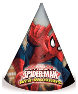 Spiderman fødselsdagshatte - 6 stk.