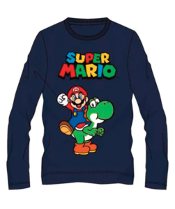 Super Mario blå langærmet t-shirt (4-10år)