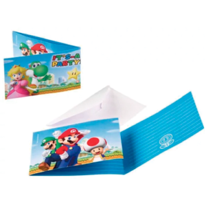 Super Mario invitationskort - 8 stk.