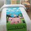 Minecraft Piggy håndklæde - 70x140cm