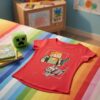 Minecraft rød t-shirt til piger med glitter (4-8 år)