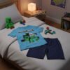 Minecraft pyjamas sæt - Blå/mørkeblå