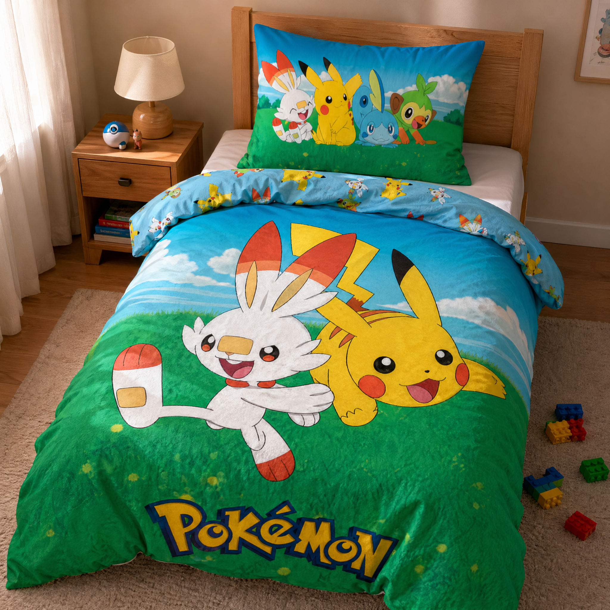 Pokemon sengetøj - Scorbunny & Pikachu