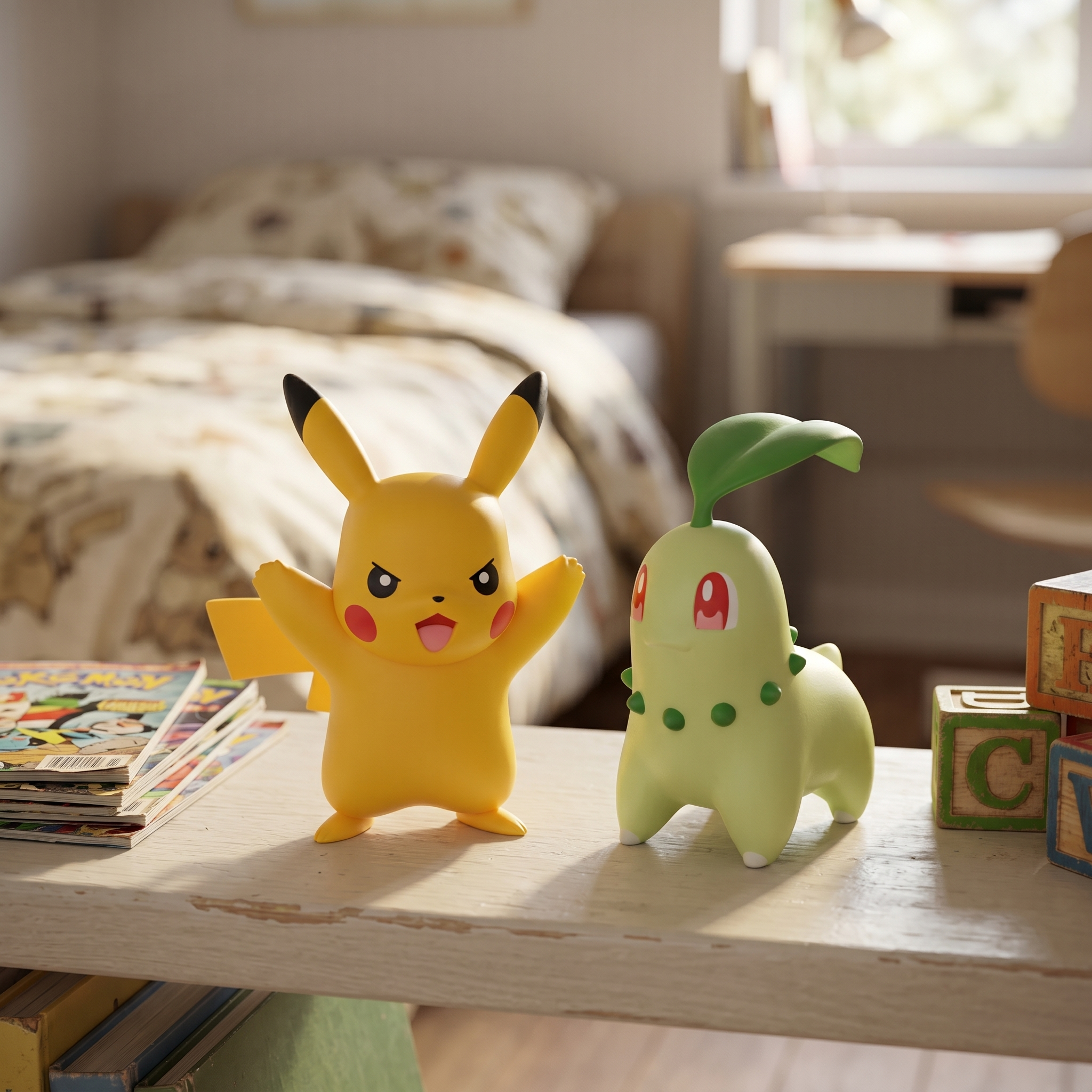 2-Pack Chikorita & Pikachu - Pokemon Battle Figure