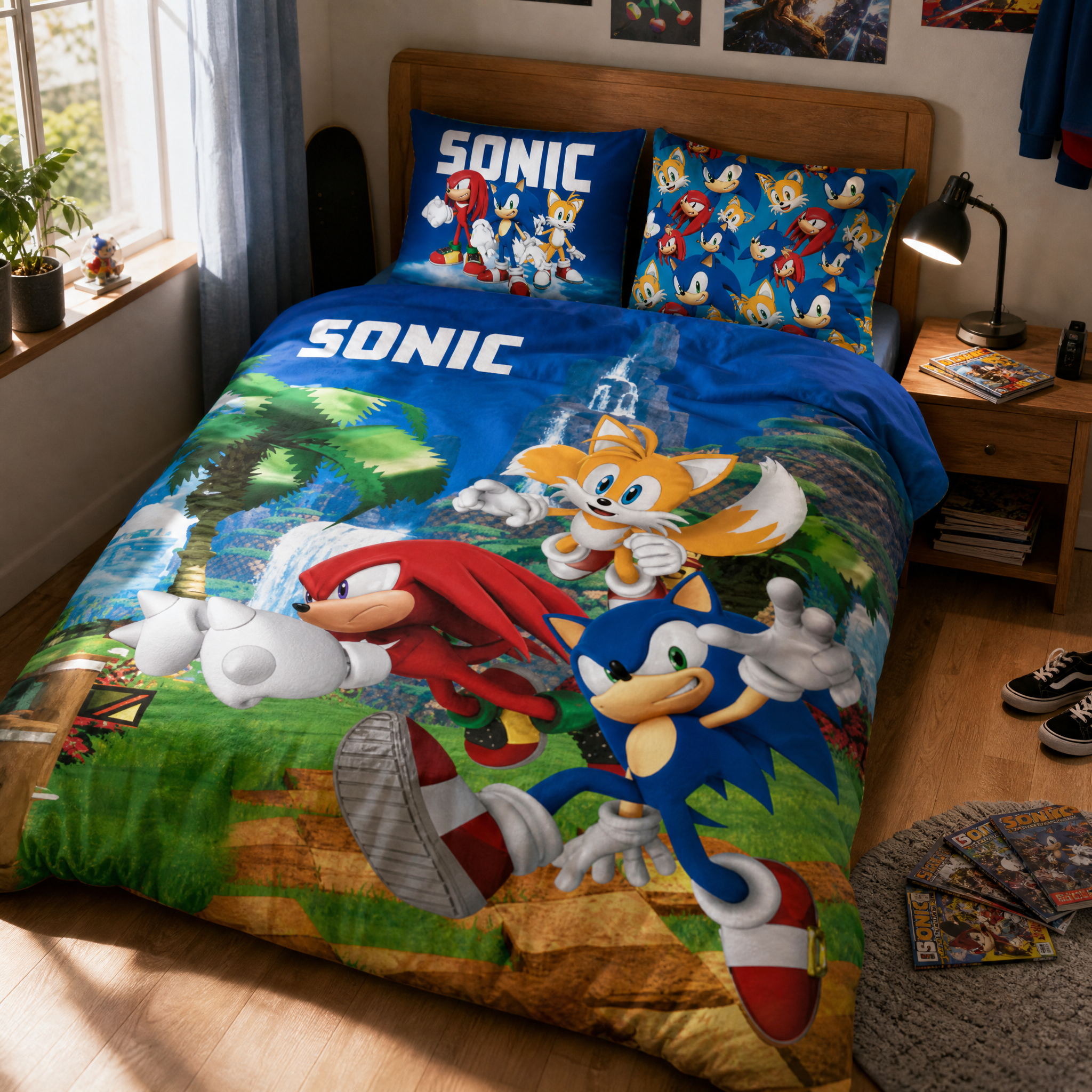 Sonic sengetøj - 3 karakter - 140x200cm