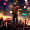Joker Arthur Fleck statue i scenisk opstilling