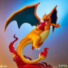 Charizard statue i blå belysning