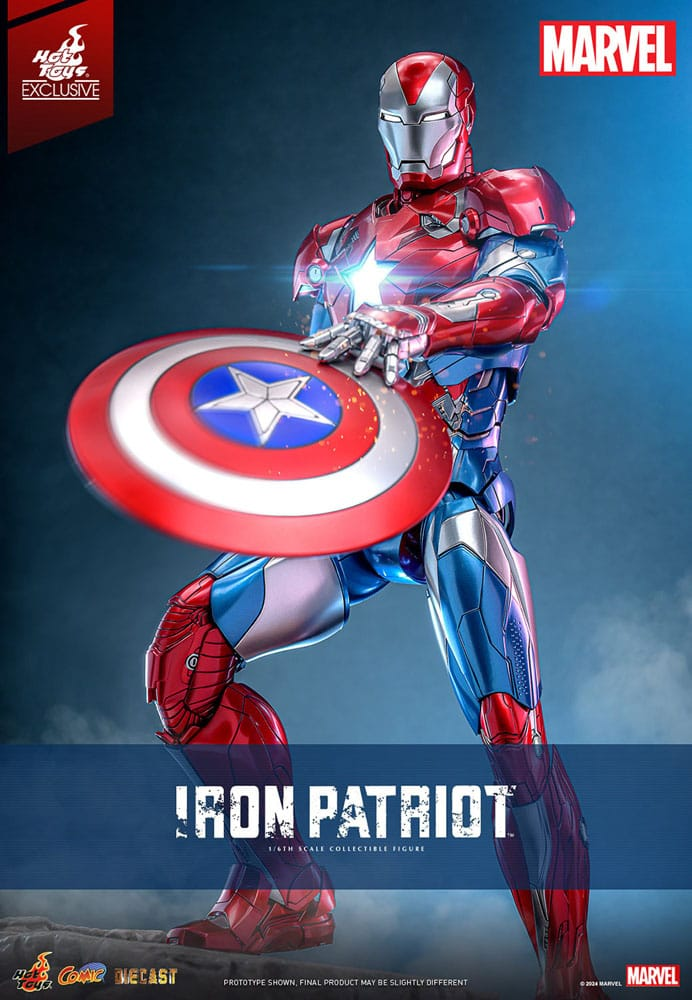 Iron Patriot med skjold i dynamisk positur