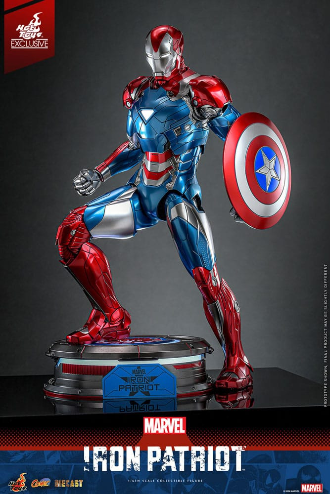 Iron Patriot med skjold på rund base