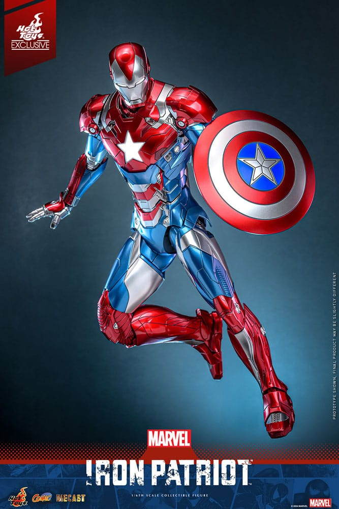 Iron Patriot med løftet skjold