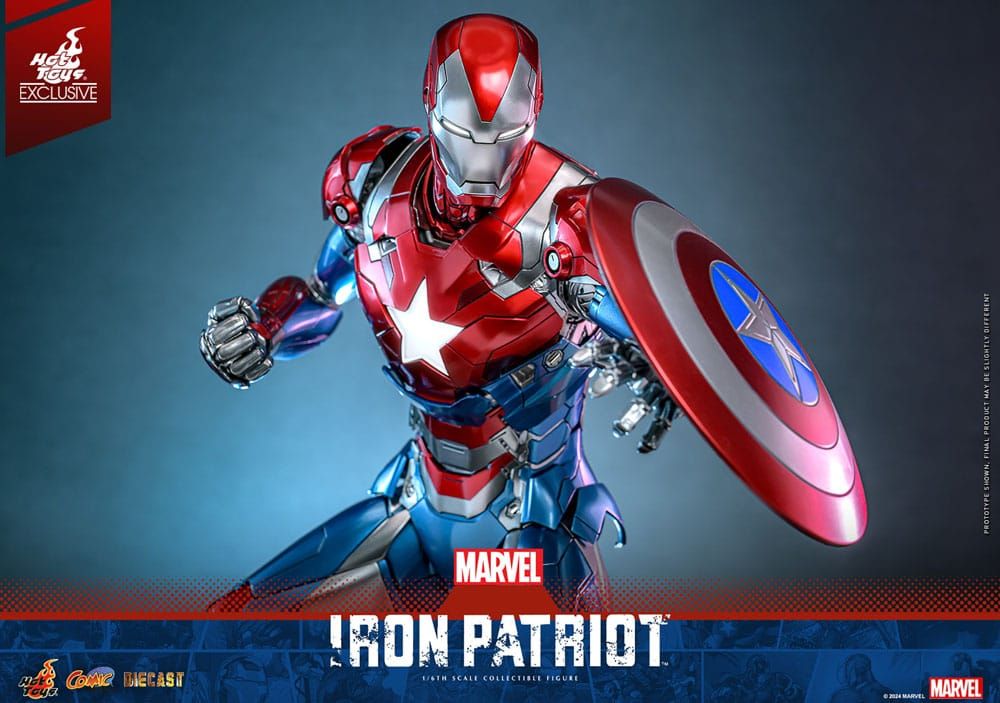 Iron Patriot med skjold på displaybase