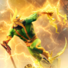 Spider-Man vs. Villains diorama med Electro og lyn i baggrunden