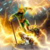 Spider-Man vs. Villains diorama med lysende lyn omkring motivet