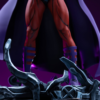 Detalje af Magneto statue med ben og base