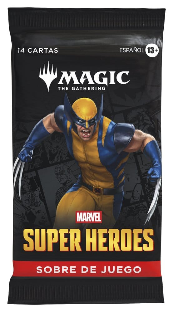 Spansk Play Booster pakke med Marvel motiv set forfra