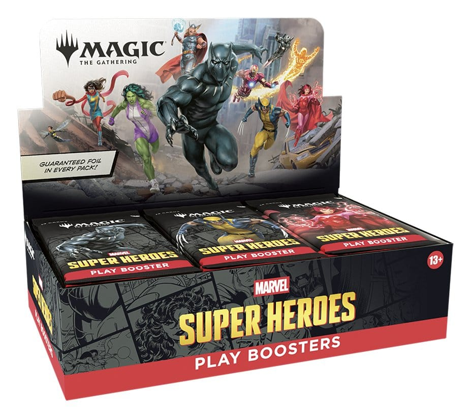 Magic: The Gathering Marvel Super Heroes engelsk display i vinkel
