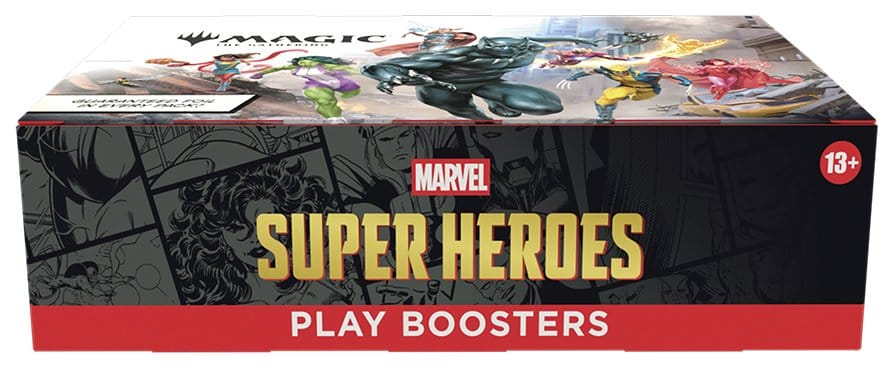 Lukket engelsk Magic: The Gathering Marvel Super Heroes display forfra