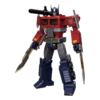 Optimus Prime i robotform med gevær og våbendele