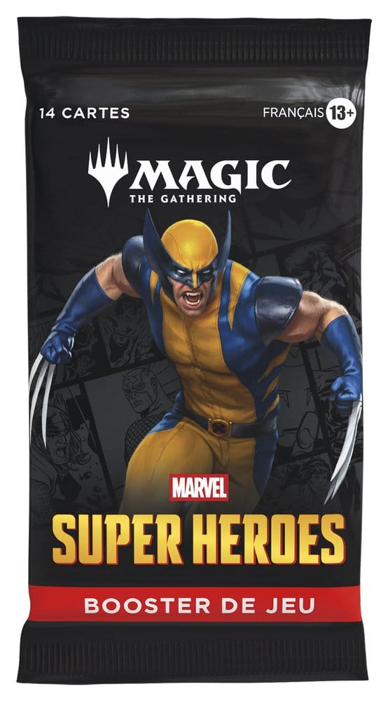 Fransk Play Booster pakke med Marvel motiv set forfra