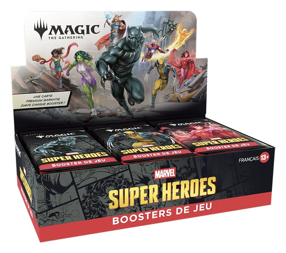 Magic: The Gathering Marvel Super Heroes display i vinkel