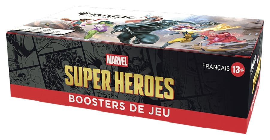 Lukket Magic: The Gathering Marvel Super Heroes display i vinkel