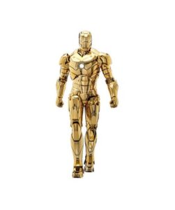 Iron Man Mark III actionfigur i guldfarve forfra