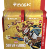 Magic: The Gathering Marvel Super Heroes Collector Booster display forfra med boosterpakker