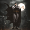Batman statue i mørk bystemning
