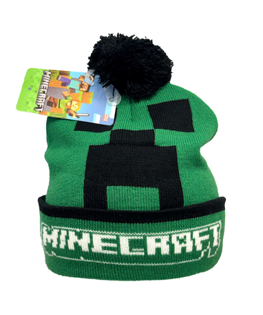 Grøn Minecraft hue med Creeper set fra en anden vinkel