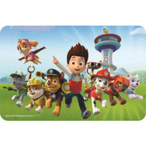 Paw Patrol dækkeserviet med Ryder og hundene foran udkigstårnet