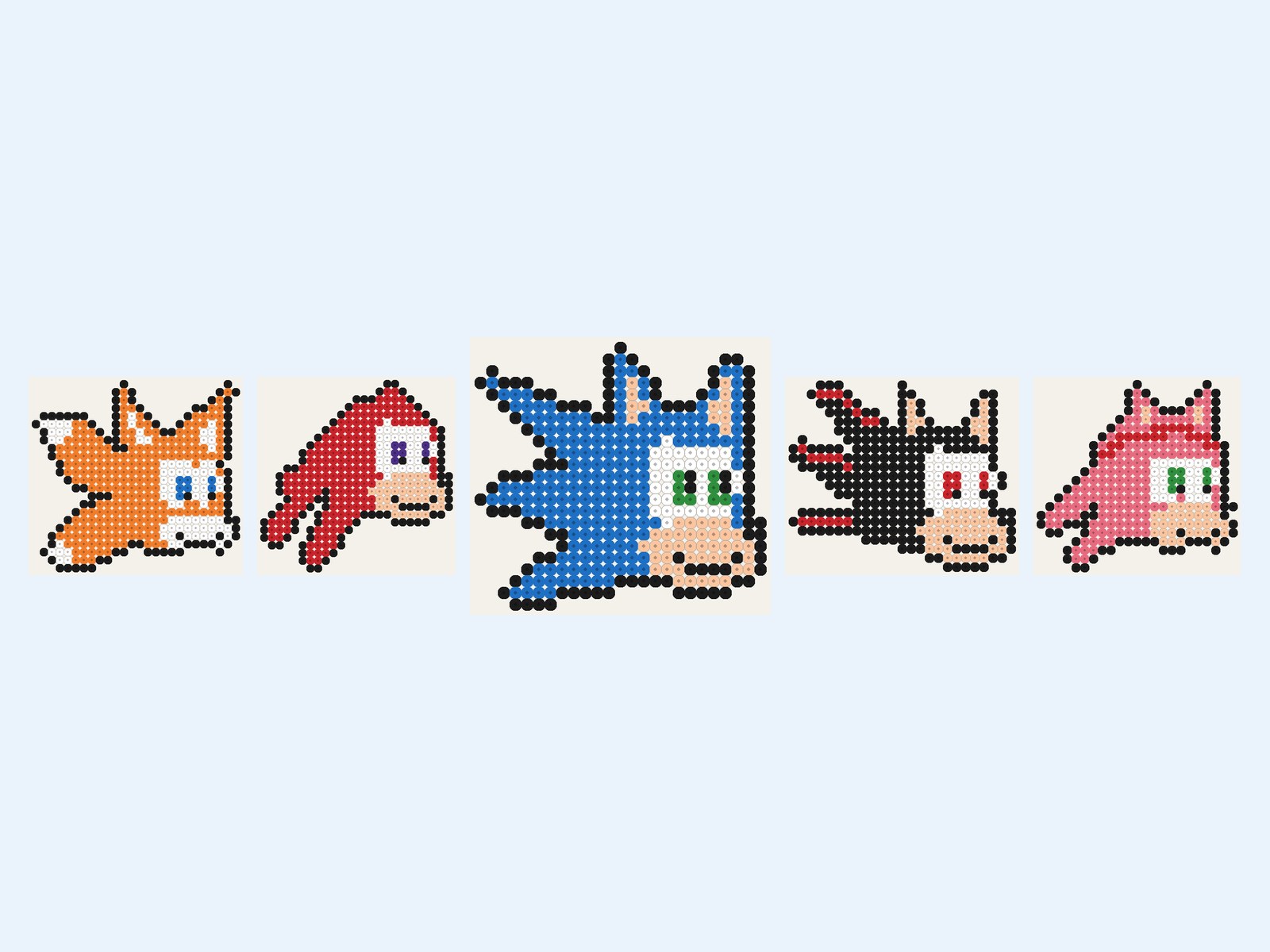 Sonic perleplader: mønstre med Sonic og vennerne til print
