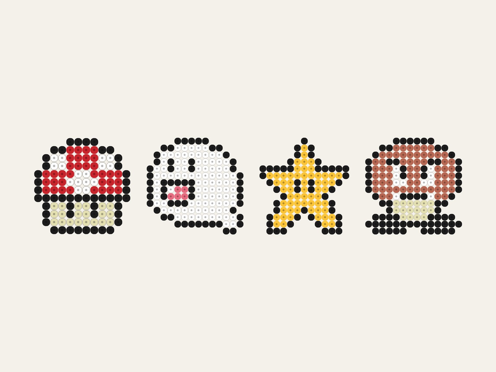 Super Mario perleplader: nemme mønstre til print